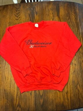Budweiser Crewneck Sweatshirt Men Med. Red White Eagle Logo Bud Beer Vintage y2k